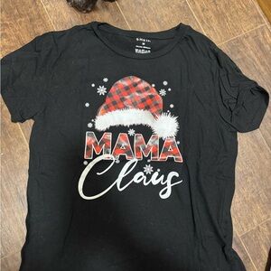 SHEIN Black T-Shirt with Red Plaid Santa Hat Graphic